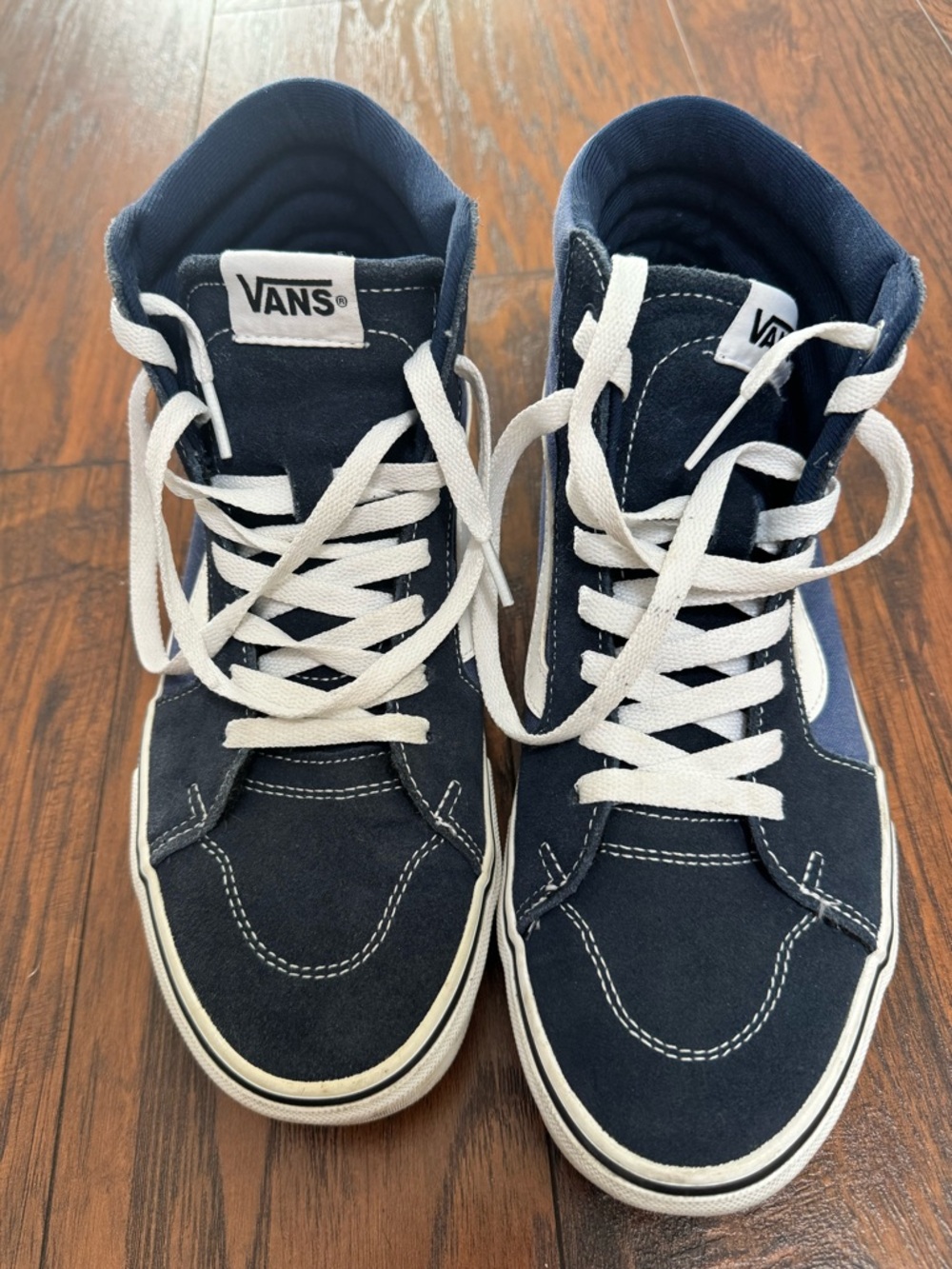 Vans Navy and White High-Top Sneakers